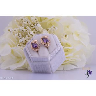 Karmen antiallergén lila köves fülbevaló-18K 