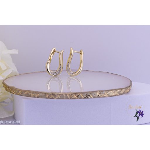 Hanne antiallergén csavart egyedi fülbevaló kis kövekkel-14K 