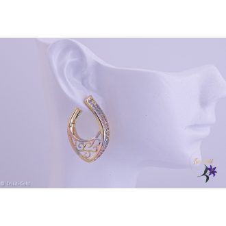   Jaina antiallergén egydi kidolgozású köves indamintás fülbevaló-trikolor 