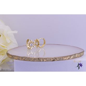   Marica antiallergén virág alakú karika fülbevaló középen köves-14K 