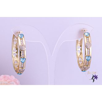   Jerta prémium kategóriás antiallergén kék kristályköves karika fülbevaló -14K 