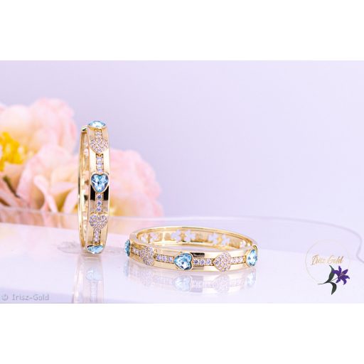 Jerta prémium kategóriás antiallergén kék kristályköves karika fülbevaló -14K 