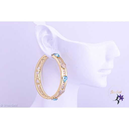 Jerta prémium kategóriás antiallergén kék kristályköves karika fülbevaló -14K 