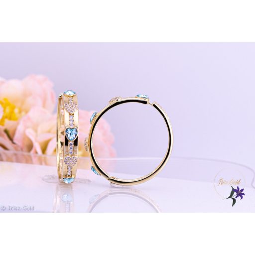 Jerta prémium kategóriás antiallergén kék kristályköves karika fülbevaló -14K 