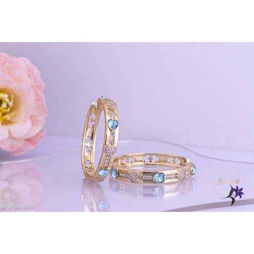 Jerta prémium kategóriás antiallergén kék kristályköves karika fülbevaló -14K 