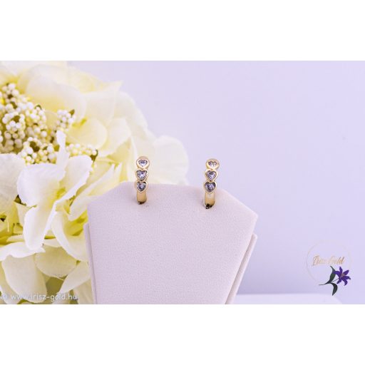 Aliza antiallergén kiskarika fülbevaló fehér kis szivekkel-14K 