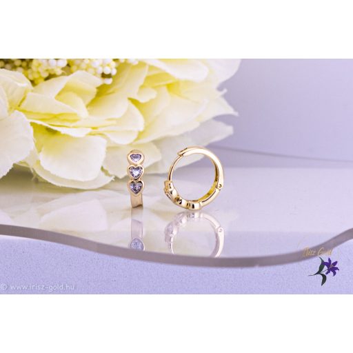 Aliza antiallergén kiskarika fülbevaló fehér kis szivekkel-14K 