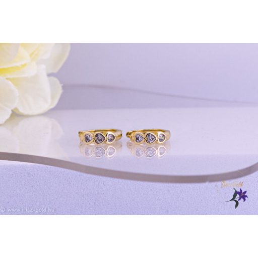 Aliza antiallergén kiskarika fülbevaló fehér kis szivekkel-14K 