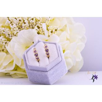   Aliza antiallergén kiskarika fülbevaló rózsaszín kis szivekkel-14K 