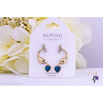   Elli. antiallergén kis delfines fülbevaló kék kristálykővel-14K 