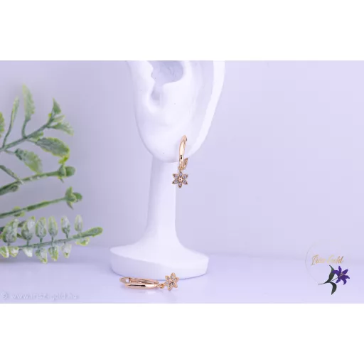Héli goldfilled kisvirágos csüngős fülbevaló-18K 