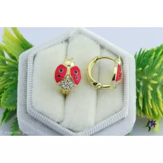   Katka goldfilled piros katicás gyermek-tini fülbevaló-14K 