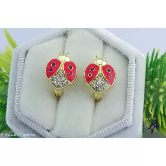   Katka goldfilled piros katicás gyermek-tini fülbevaló-14K 