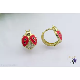   Katka goldfilled piros katicás gyermek-tini fülbevaló-14K 