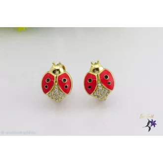   Katka goldfilled piros katicás gyermek-tini fülbevaló-14K 