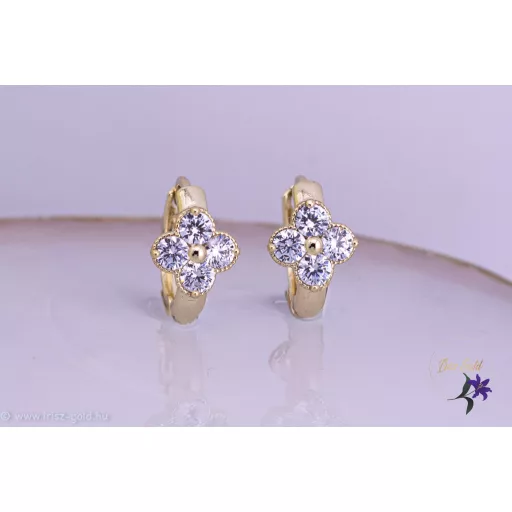 Flóra goldfilled fehér kisvirágos karika fülbevaló-14K 