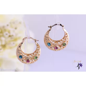   Elza goldfilled kosárka alakú fülbevaló szines kövekkel-18K