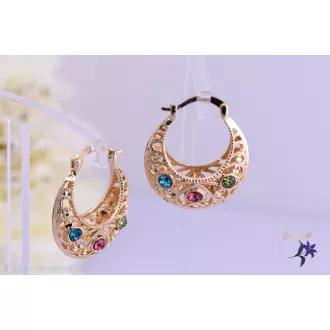   Elza goldfilled kosárka alakú fülbevaló szines kövekkel-18K