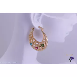   Elza goldfilled kosárka alakú fülbevaló szines kövekkel-18K