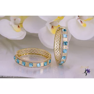   Rozita prémium kategóriás goldfilled kék Swarovski köves karika fülbevaló-14K 