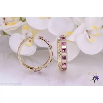   Rozita prémium kategóriás goldfilled rózsaszin Swarovski köves karika fülbevaló-14K 