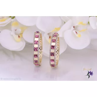   Rozita prémium kategóriás goldfilled rózsaszin Swarovski köves karika fülbevaló-14K 