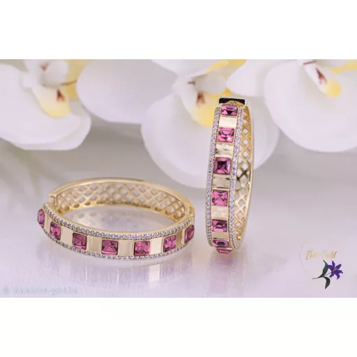 Rozita prémium kategóriás goldfilled rózsaszin Swarovski köves karika fülbevaló-14K 
