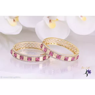   Rozita prémium kategóriás goldfilled rózsaszin Swarovski köves karika fülbevaló-14K 