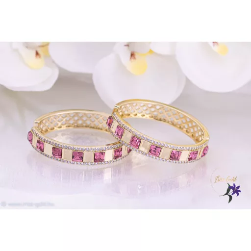 Rozita prémium kategóriás goldfilled rózsaszin Swarovski köves karika fülbevaló-14K 
