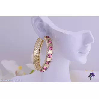   Rozita prémium kategóriás goldfilled rózsaszin Swarovski köves karika fülbevaló-14K 