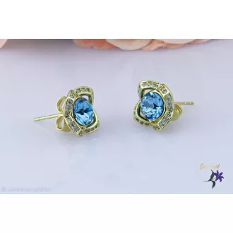   Izabell goldfilled kék virágalakú kristályköves fülbevaló-14K