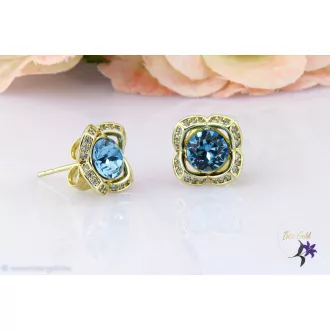   Izabell goldfilled kék virágalakú kristályköves fülbevaló-14K