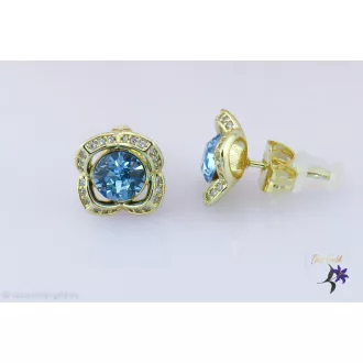   Izabell goldfilled kék virágalakú kristályköves fülbevaló-14K