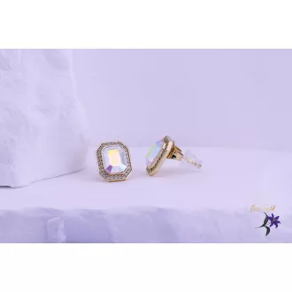   Iglic antiallergén fehér kockaköves Swarovski fülbevaló-14K 