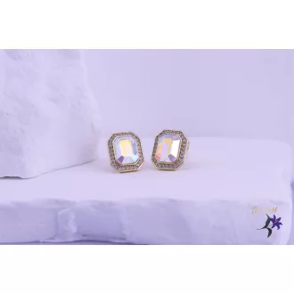   Iglic antiallergén fehér kockaköves Swarovski fülbevaló-14K 
