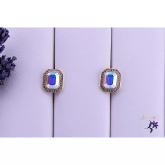   Iglic antiallergén fehér kockaköves Swarovski fülbevaló-14K 