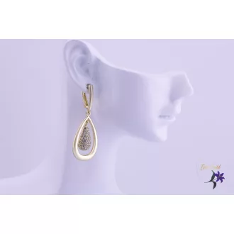   Fédra goldfilled csepp alakú csüngős fülbevaló középen cz kövekkel diszitve-14K 