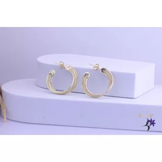   Erka goldfilled mintás duplakarikás metszett fél karika fülbevaló-14K