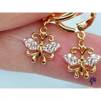   Brigitta gold antiallergén pillangó fülbevaló cirkónia kövekkel 18K - fehér