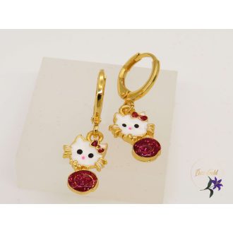   Xuping Pink Hello Kitty antiallergén gyermek fülbevaló 18K - rózsaszín