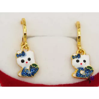   Blue Hello Kitty gyermek antiallergén fülbevaló 18K - kék