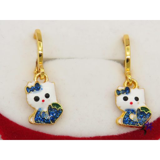 Blue Hello Kitty gyermek antiallergén fülbevaló 18K - kék