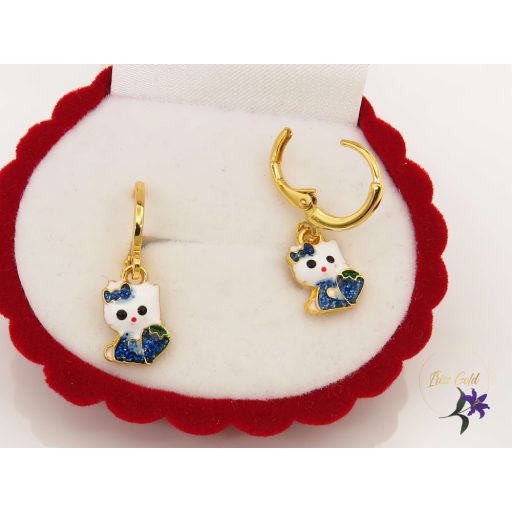 Blue Hello Kitty gyermek antiallergén fülbevaló 18K - kék