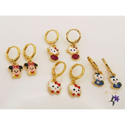 Blue Hello Kitty gyermek antiallergén fülbevaló 18K - kék