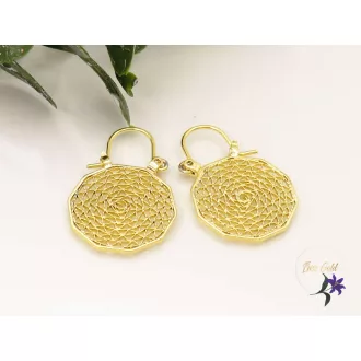 Boróka antiallergén csipkemintázatú kerekfülbevaló-14K