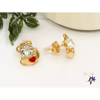 Bonita antiallergén kristályköves fülbevaló-fehér-18K