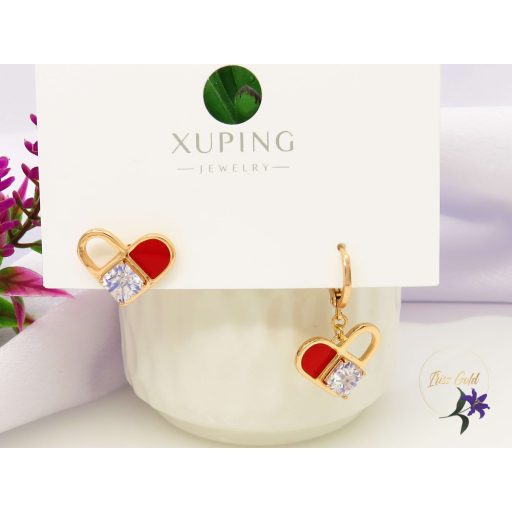 Bellina antiallergén asszimetrikus piros fülbevaló-18K 