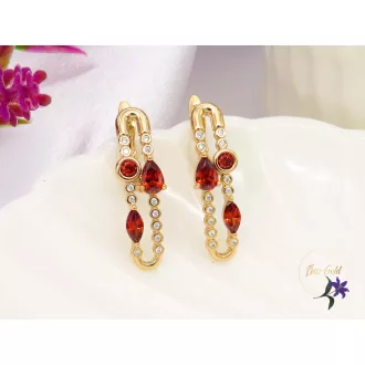   Dorina-red hosszúkás fülbevaló kis kövekkel díszítve -18K 
