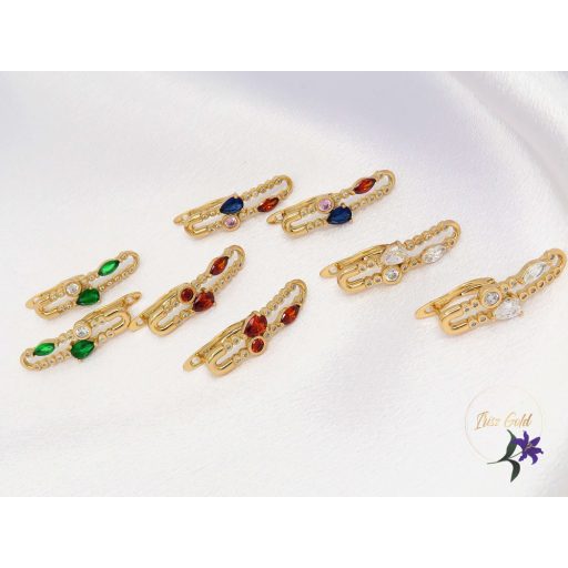 Dorina antiallergén hosszúkás fülbevaló színes kövekkel-18K 