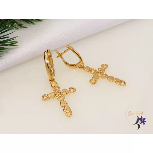 Eleni Gold Filled kereszt medálos fülbevaló-18K 